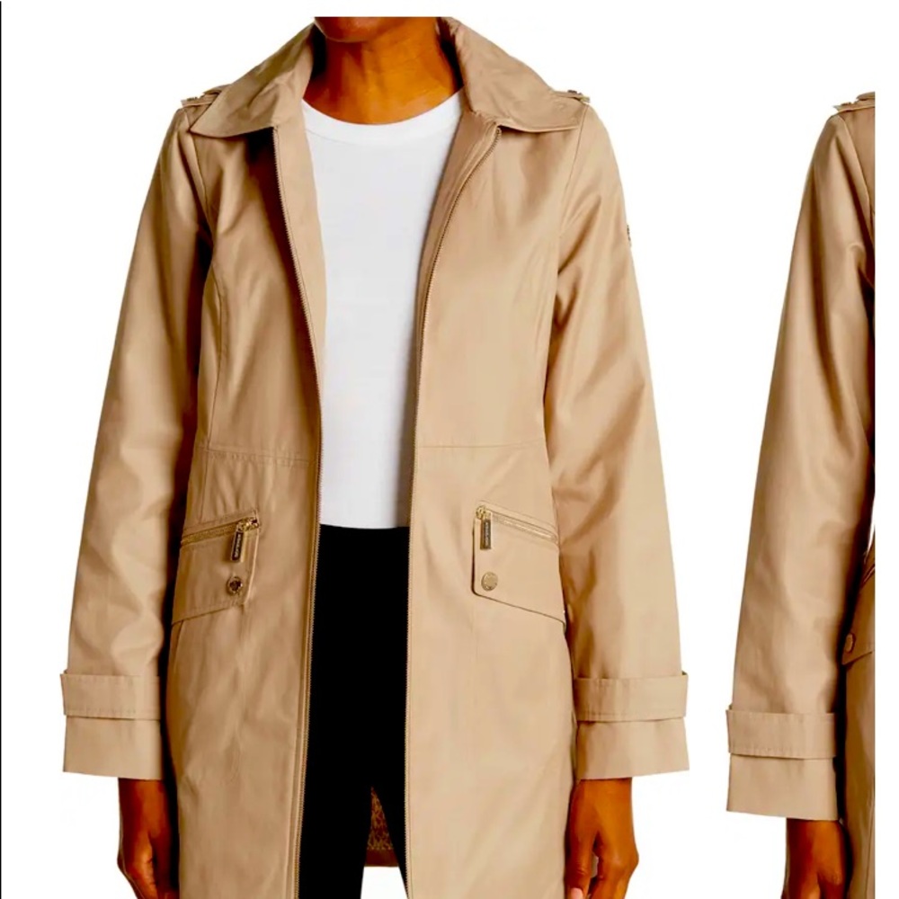 Michael Kors hooded front zipper rain coat